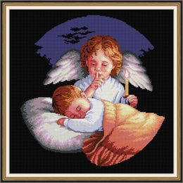 Angels Guarding home cross stitch kit ,Handmade Cross Stitch Embroidery Needlework kits counted print on canvas DMC 14CT /11CT