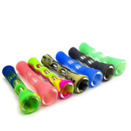 New Colorful Silicone Glass Bong Smoking Mounthpiece Tube Holder Non-slip Handle For Preroll Rolling Handroller Herb Tobacco Cigarette