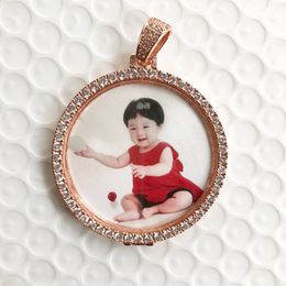 Custom Made Photo Medallions Necklace & Pendant With Rope Chain rose gold Colour Cubic Zircon Men's Hip hop Jewellery