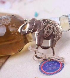 200pcs/lot Lucky Golden Elephant Bottle Opener Gold Wedding Favors Party Giveaway Gift For Guest