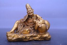 China old Brass statue Ji Gong Sitting Buddha copper Statue