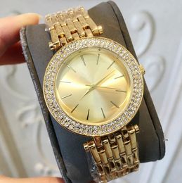 -Mode Femmes Fashion Femmes Regardez avec de l'or jaune de diamant / en or rose / en argent / au dos Couleur de strass Bracelet en acier Chaîne de la chaîne Montre-bracelet