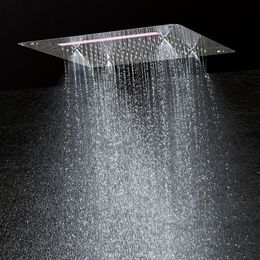 Luxury Bathroom LED Ceiling Shower Head Accessories SUS304 400x400mm Functions Rain Waterfall Mist Shower DF5326