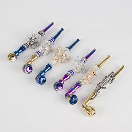 Metal Hookah Zinc Alloy Diamond Metal Pipes Creative Smoking Pipe Shisha Animal Skull Shaped Filter Herb Tobacco Pipes In Stock