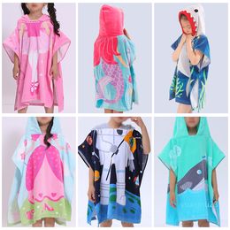 Wholesale-60cm Cotton Baby Boys Girls Kids Swimming Bath Cute Towel Hooded Pullover Bath Towel Colourful Summer Beach Swimming Poncho