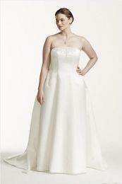 2019 Plus Size Two Pieces Wedding Dresses Strapless A Line Bridal Gowns With Sheer Long Sleeve Lace Jacket Custom Made Wedding Dresses 1365