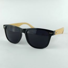 Wood Sunglasses Black Frame Bamboo Temples Hand Made Vintage Men Sun Glasses Traveller Style 4 Colours