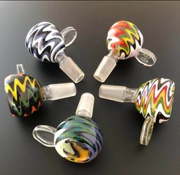 Two Styles 14mm 18mm Heady Colored Glass Smoking Bowl Dry Herb Bowl Tobacco bowls Ash Catcher for Glass Bongs Water Pipes Dab Rig