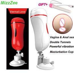 MizzZee Masturbation cup Blowjob oral Vibrator sex toys for man anal Vagina Real Pussy Male Masturbator for men Suction Cup sexe Y191228