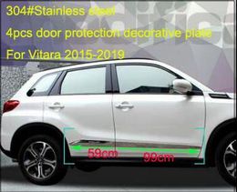 High quality stainless steel 4pcs side door body decoration trim door sucff bar protective plate with logo for Suzuki Vitara 2015-299c