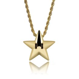 Hip Hop Cartoon Star Pentagram Pendant Necklace Iced Out Micro Pave Bling Bling Cubic Zircon Stones Men's Jewellery Gifts