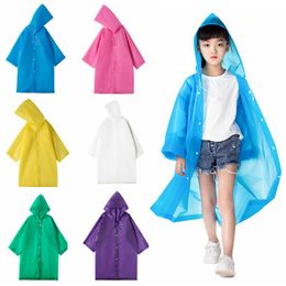 Reusable Raincoat with Hat Children Travel Camping Must Rainwear EVA Unisex Raincoat Fashion Suitable for Height 90-150cm Kids HHA1263