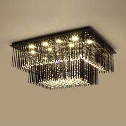 2 layers modern crystal ceiiling chandelier black lamp AC110V 220V lustre LED living room bedroom lights MYY