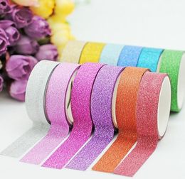 Glitter Tape Adhesive Tapes DIY Decorative Scrapbooking Photo Color Masking Tape School Supplies Office Stationery wholesale 2016