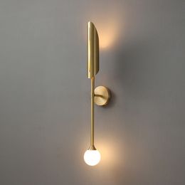 Nordic Copper LED Wall Light Living Room Modern Sconce Wall Light Bedroom Decoration Wall lights Fixture Home Indoor