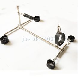 Bondage Spreader Bar Hand Ankle Collar Cuffs Restraint Rack Bandage Steel Frame Lockable A56