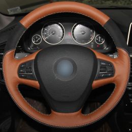 MEWANT Handsewing Black Artificial Leather Steering Wheel Cover Wrap for F25 X3 2011-2017 F15 X5 2014 MEWANT Handsewing Black Artificial Leather Steering Wheel Cover Wrap for F25 X3 2011-2017 F15 X5 2014
