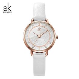 Shengke Creative Glitter Dial Women Leather Wrist Watch Movement Quartz Watches Slim Buckle Strap Reloj Mujer Montre Femme#K9001274a