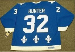 Custom Men Youth women Vintage #32 DALE HUNTER Quebec Nordiques 1985 Hockey Jersey Size S-5XL or custom any name or number