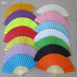 Wholesale-Summer Style Ladies Bamboo Paper Fan Hollow Out Hand Folding Fans Decoration Favor Outdoor Wedding Party