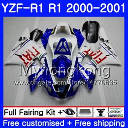 Body For YAMAHA YZF 1000 white blue hot YZF R 1 YZF-1000 YZFR1 00 01 Frame 236HM.18 YZF-R1 00 01 Bodywork YZF1000 YZF R1 2000 2001 Fairing