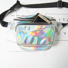 Waist Bags women metallic silver Fanny chest pack sparkle festival hologram purse travel bag 5colors