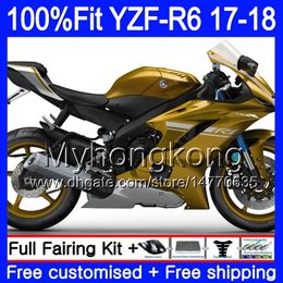 Injection Body For YAMAHA YZF600 YZF R6 YZFR6 2017 2018 248HM.20 YZF 600 YZF R 6 YZF-600 GLoss gold hot YZF-R6 17 18 Fairings Kit + 7Gifts