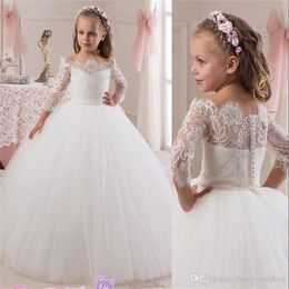 Lace Ball Gown Lovely Kids Dresses Beautiful Little Girls Pageant Flower Girl Dresses Birthday Gowns