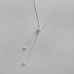 Authentic 925 Sterling Silver 1mm Snake Chain Choker Necklaces for Women Silver Beads Adjustable Necklace Collares