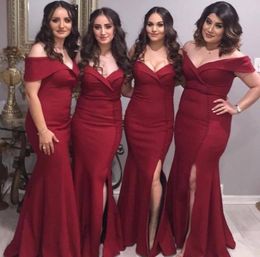 Burgundy Long Bridesmaid Dress Off Shoulders Summer Country Garden Formal Wedding Party Guest Maid of Honour Gown Plus Size Custom Made