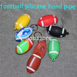 cheap smoking pipes accessories UK - cheap Football Hand Pipe 3.5 inches Tobacco Smoking Pipe silicone Pipe Dab Rig smoking accessories with glass bowl DHL free