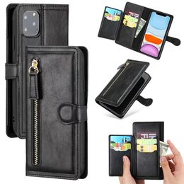 Folio Vegan Leather Wallet Chain Shell 5 Card Slots Bracket Holster Phone Shell Purse for iPhone 11 Pro Max XS 6s Samsung Note10