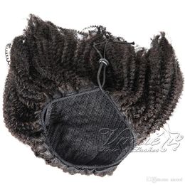 VMAE Brazilian Natural Black 4B Afro Kinky Curly Ponytail 120g Horsetail Unprocessed Virgin Human Hair Drawstring Ponytail