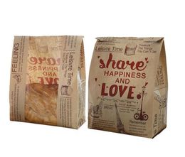 -Kraft Brot Papiertüte mit Fenstern Vermeiden Sie Öl Lieber Toast Backpapiertüte Essen zum Mitnehmen Hand Made Paket Taschen SN328