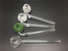 Pyrex Curved Glass Tobacco Pipes for Smoking Crystal Snow Style Collection glass hand smoking oil Burners pipes with Coloured Balancer