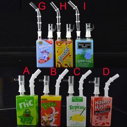 -Hitman Glass Juice Box Dab Oil Rongs Bongs de agua Liquid Sci Glass Juice Box Tubos de agua Concentrado temático Beaker Bong Tubos para fumar