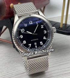 New 43mm Navitimer 8 Date A17314101B1A1 Black Dial Automatic Mens Watch Steel Fluted Case Net SS Bracelet Watches Watch_Zone High Quality