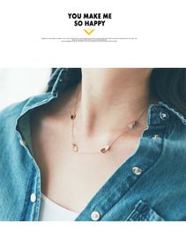 Fashion-steel color gold rose gold vector heart to heart design female short clavicle chain fashion vogue Tanabata gift jewelry