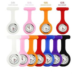 100pcs Promotion Christmas Gifts Colourful Nurse Brooch Fob Tunic Pocket Watch Silicone Cover Nurse Watches Party Favour