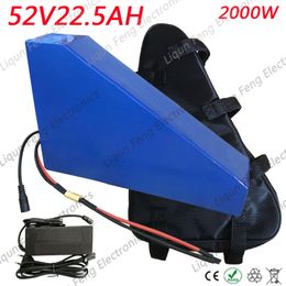 52V Lithium Battery pack 52V 2000W Triangle battery 52V 22AH electric bicycle Battery with 50A BMS +58.8V Charger+ Free bag.