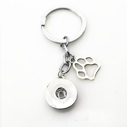 10pcs/Lot Dog Paw Snap Keychains Keyring Fit 18mm Diy Snaps Button Ginger Key Chains Diy Jewelry Accessories Wholesale