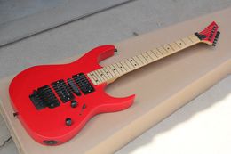 Factory Custom Red Electric Guitar With Black Dots Fret Inlay,Reverse Headstock,Floyd Rose Bridge,Black Hardware,Can be Customised