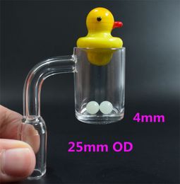 Factory Price 4mm Thick Clear Bottom Quartz Banger Nail with Colored Glass Cactus Duck Carb Cap Luminous Quartz Terp Pearls for Glass Bong