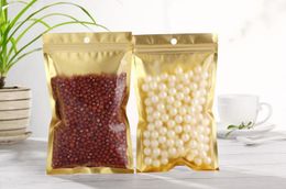 1000pcs Multi Sizes Reclosable Clear/Gold/Silver Mylar zipper Package Bag Food Coffee bean Storage Packing Bag with Hand Hole Free DHL