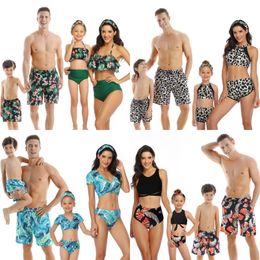 Dad Son Swimwear Summer Beach Family Look Mom And Daughter Swimwear Bikini Matching Outfits Father Boys Board Shorts