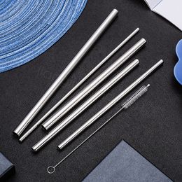 6*215mm 304 Stainless Steel Straw Bent Straight Reusable Colourful Straw Drinking Straws Cleaner Brush Bar Drinking Metal Straw FFA4188-5