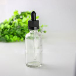 Child Proof Round Glass Dropper Bottle 50ml Essential Oil Container with Black CR Cap Pipette Dropper