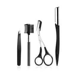Eyebrow shaping set 4pcs/set shaping knife eyebrow clip eyebrow comb beauty scissors beauty tools free shipping