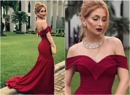 Dark Red Mermaid Bridesmaid Dresses Off Shoulder Sweep Train Prom Party Dresses Wedding Guest Gowns Plus Size Customised