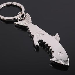 Shark Shaped Bottle Opener Keychain shaped zinc alloy Silver Colour Key Ring Beer Bottle Opener Unique Creative GiftMultifunction Shark BeerC